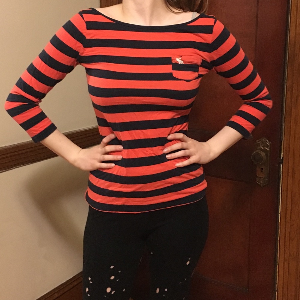 Abercrombie & Fitch Striped 3/4 length tee